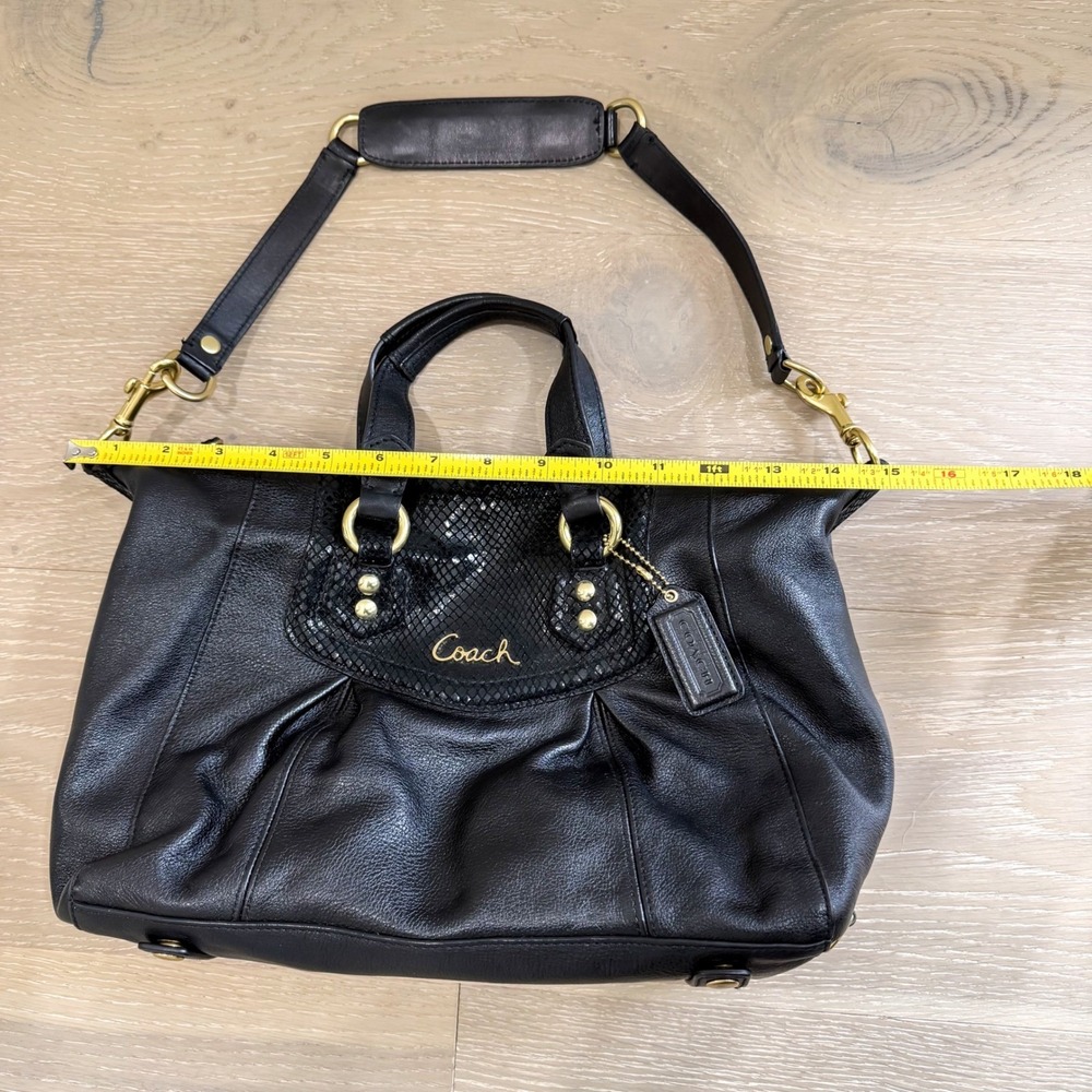 Coach Ashley Vintage Satchel Boho Black Leather Gold Metal Shoulder Bag Medium - Picture 9 of 10